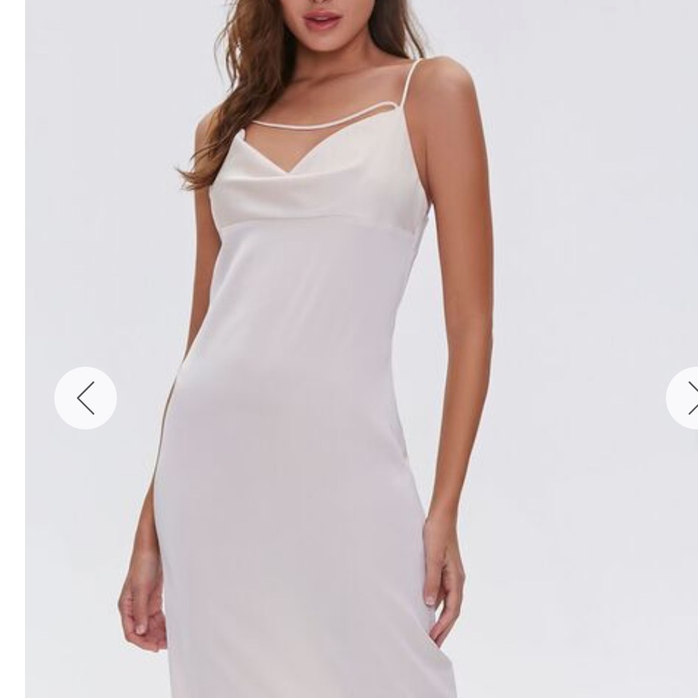 NWT Cream Satin Cowl Neck Midi